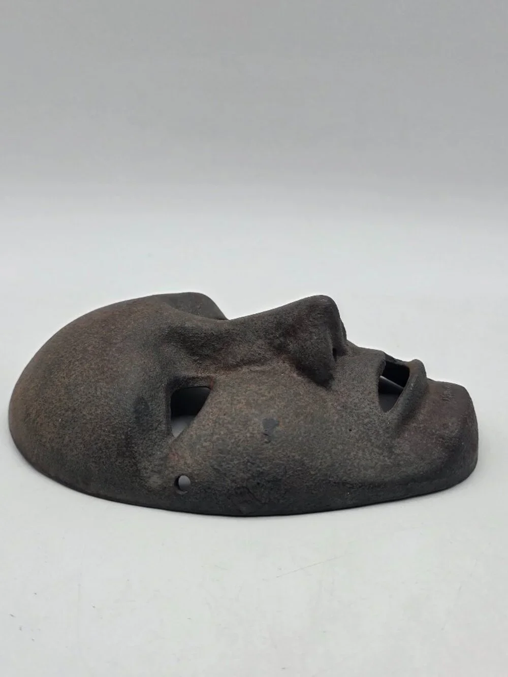 Cast Iron VTG Face Mask Wall Decor Rare Rustic Primitive Industrial Gothic Art